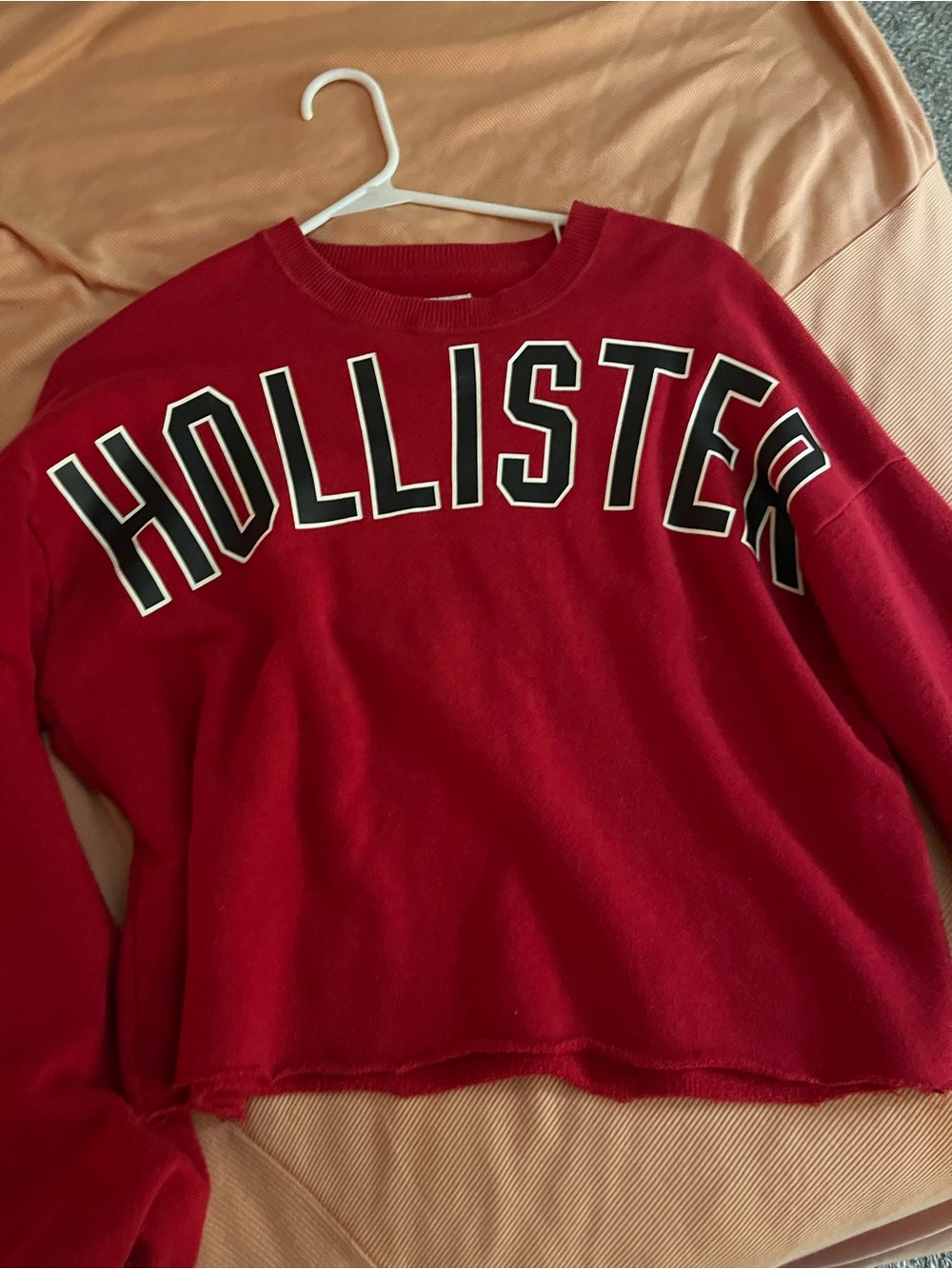Hollister Red Pullover Sweatshirt with Black & White Lettering
